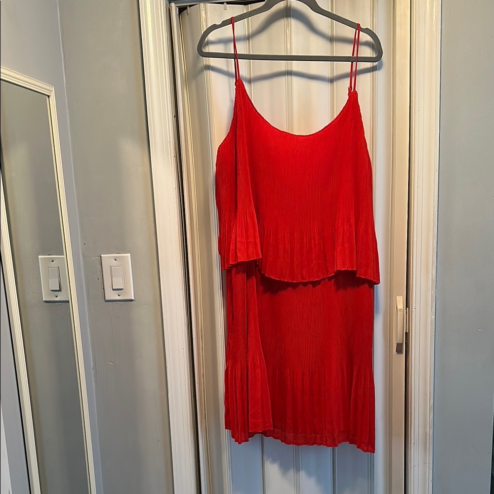 Red/orange Layered Dress - wedding, party, cocktail, plus size, trendy